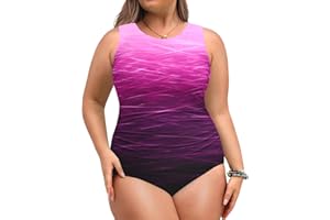 Daci Women Plus Size One Piece Swimsuit Tummy Control Athletic Bathing Suit Slimming Swimwear