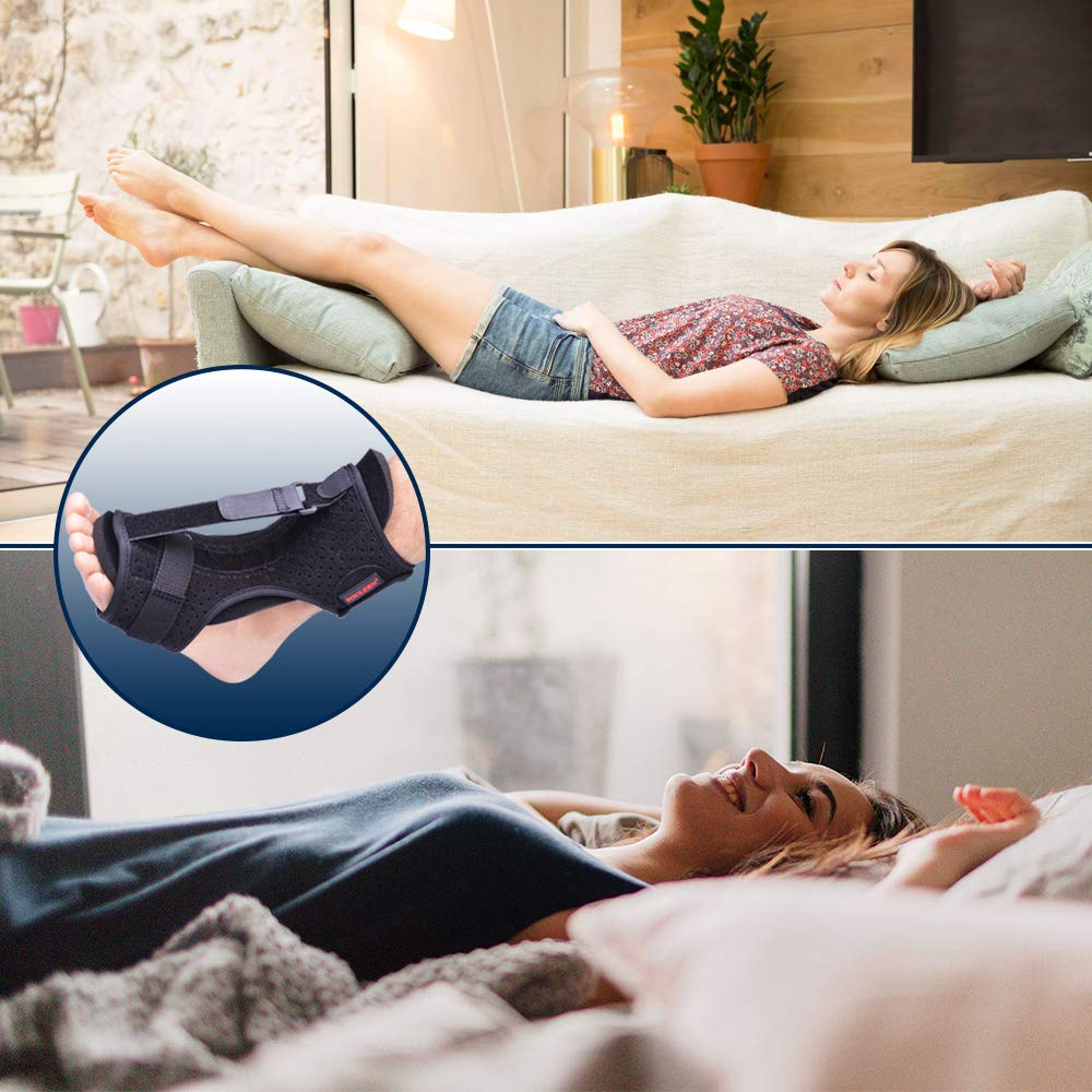 Plantar Fasciitis Night Splint Foot Drop Orthotic Brace, Adjustable Elastic Dorsal Night Splint For Plantar Fasciitis, Heel, Ankle, Arch Foot Pain, Achilles Tendonitis With Hard Spiky Massage Ball: Industrial & Scientific