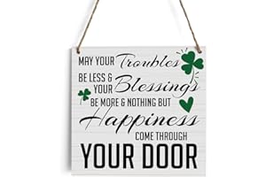 HTBIG Rustic St Patricks Day Shamrock Wood Wall Art Wall Hanging Decor St Patricks Day Decorations Irish Blessing Wooden Decorative Plaque Sign for Home Farmhouse Bathroom Decor May Your Troubles Be Less