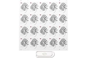 UNITED STATES POSTAL SERVICE Vintage Rose Pane of 20 Postage Stamps Wedding Stamps Scott 4959 Bundle with Northarvest Clip