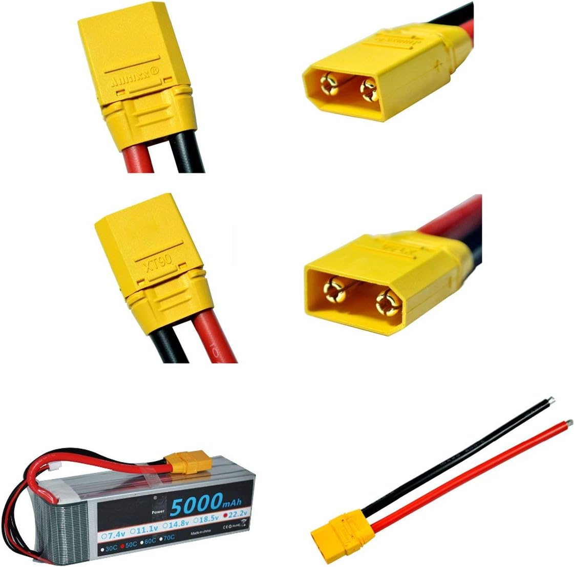 YUNIQUE GREEN-CLEAN-POWER - XT90H Male-Female Connectors 5 works, Yellow - Image 5