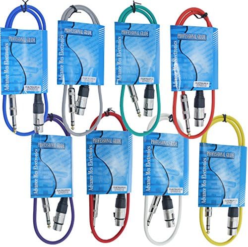 MCSPROAUDIO 8 Pack Snake: 3 Foot ft 3 Pin XLR Female to 1/4" TRS Pro Audio Patch Cable Cord