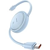 Baseus USB C to USB C Cable, 100W Retractable USB C 5A Fast Charging Cable, 4-Stage Length Preset USB Type C Charger Cord for iPhone 16 15 Pro Plus Pro Max, MacBook, iPad, Samsung S24/S23+ (3.3ft)
