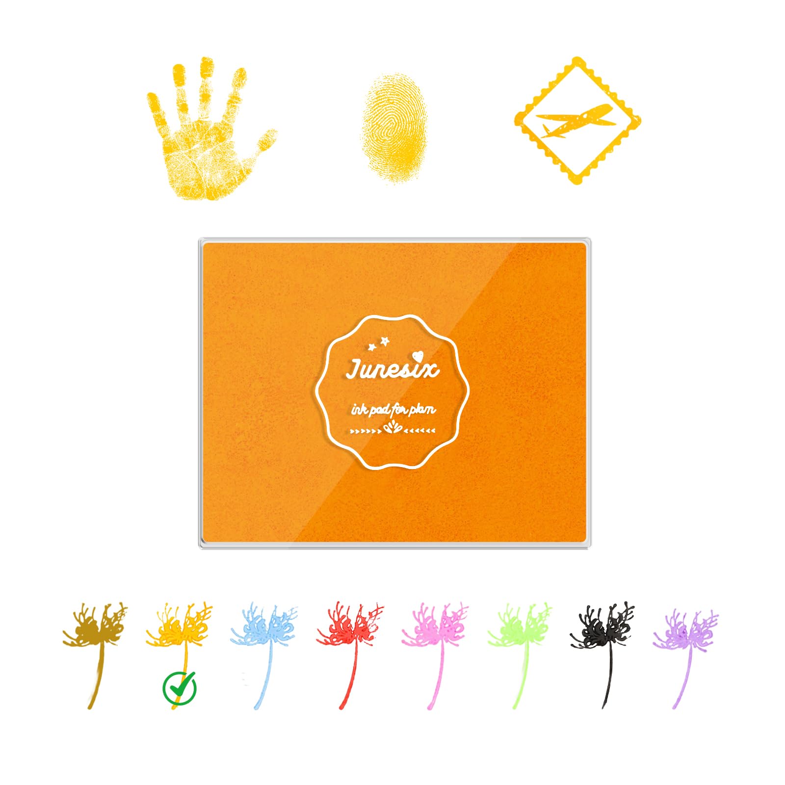 Sicheii Large Ink Pads for Stamping, Washable Stamp Ink Pad for Rubber Stamps Hand and Footprints, Dog Pet Paw Print Ink Pad, Craft Partner DIY for Fabric Wood Paper Scrapbook (Orange)