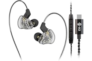 KINBOOFI In Ear Monitor CCZ Melody Type-C IEM Earphone, Dynamic Hybrid Dual Driver HiFi Wired Headphones Musicians IEM Upgrade Deep Bass Suitable for Bass Vocals Pop Folk (Melody-Transparent, with MIC)…