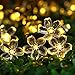 Qedertek Solar String Lights Flower, 2 Pack 22ft 50 LED Waterproof Outdoor Decoration Lighting for Patio, Lawn, Garden, Christmas, and Holiday Festivals (Warm white)