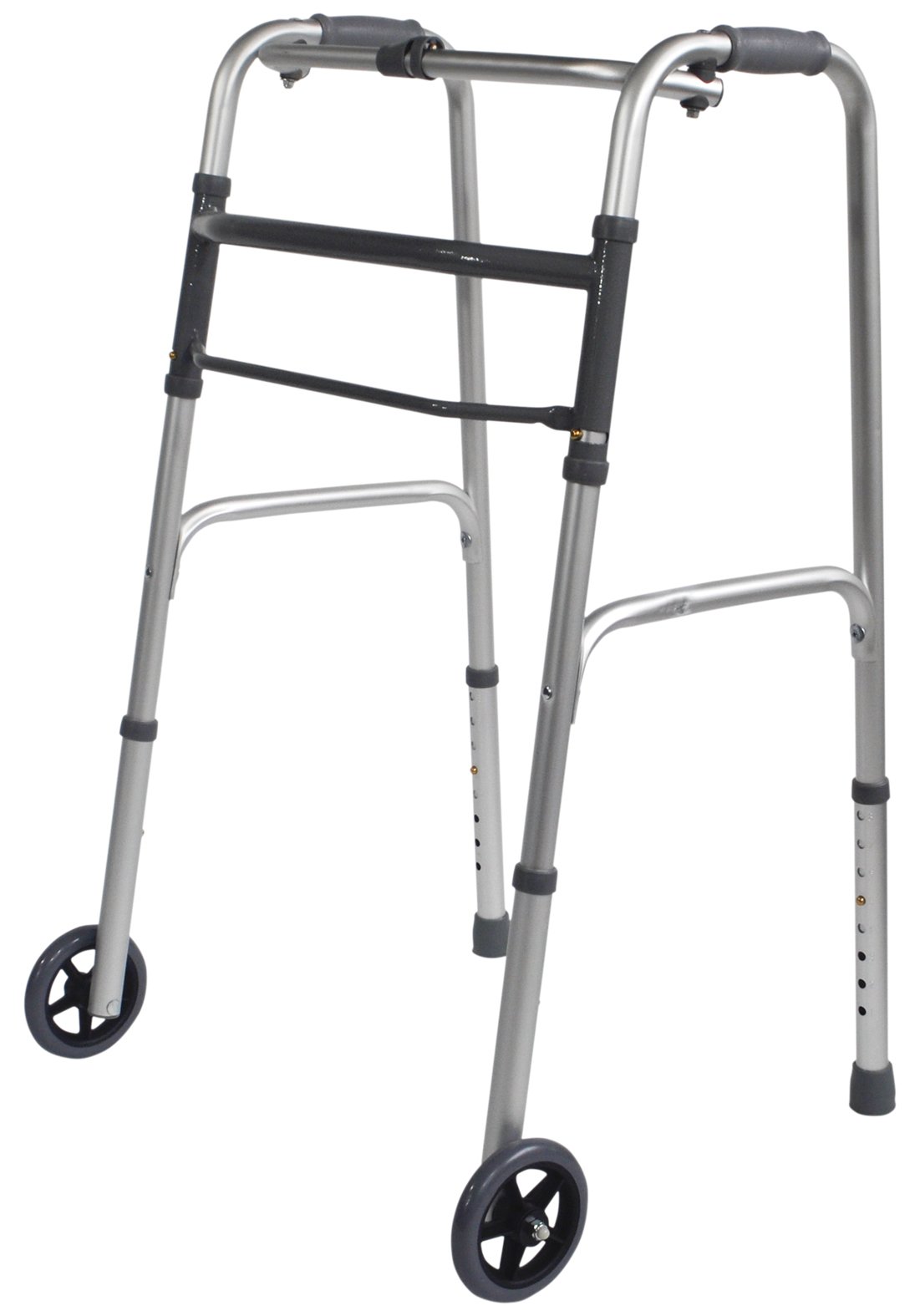 Aidapt Extra Wide Adjustable Height Folding Aluminium Lightweight Walking Frame with Wheels, Quick Fold Mechanism and Anti Slip Ferrule Feet to Aid Stability and Confidence When Walking Aid