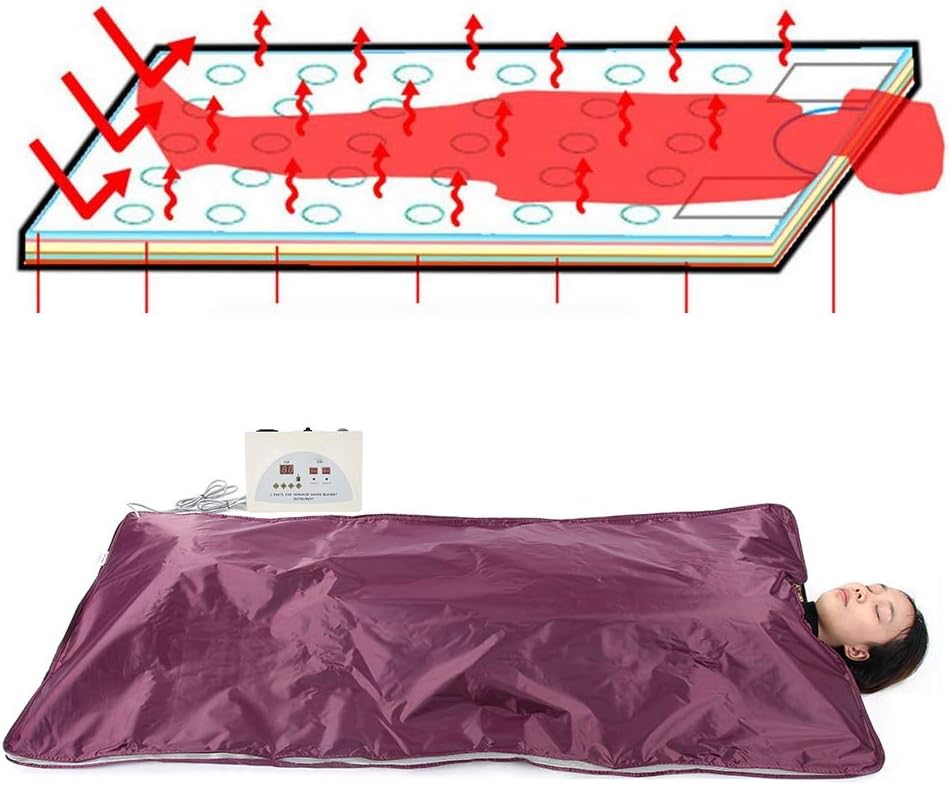 Sauna Blanket, Far Infrared Detox Sauna Heating Blanket Anti Aging Machine for Body Shaping (Red Wine)