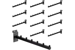 WETOECOTEC 12 Inch Waterfall Slatwall Display Hooks with 6 Balls, Heavy Duty Tube Slat Wall Hanger, Slatwall Accessories for Retail Display, Clothing, Bags, Accessories(12 Pack)