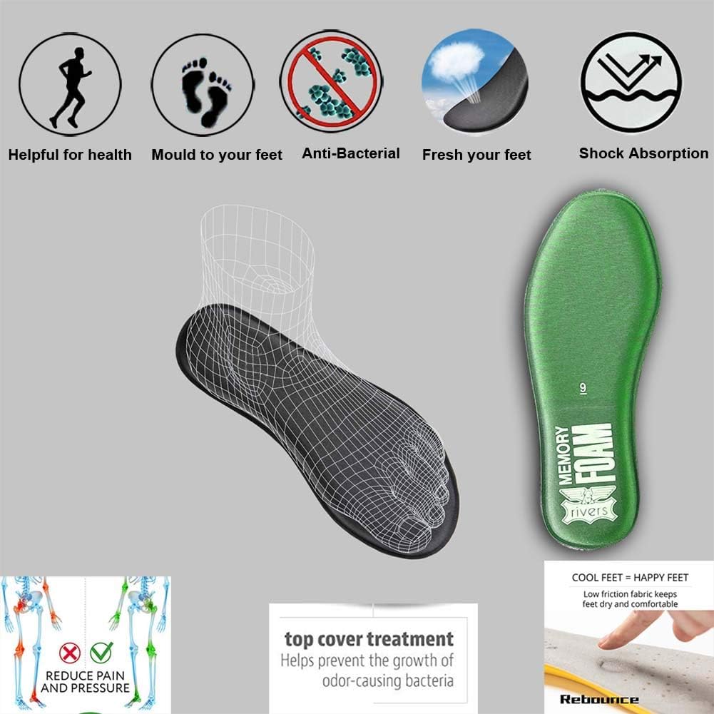 Memory Foam Insoles Shoe Inserts Replacement Innsersoles, Arch Support Comfortable Breathable Plantar Fasciitis Insoles for Men - Providing Shock Absorption Cushioning Pain Relief Flat Feet (14): Health & Personal Care