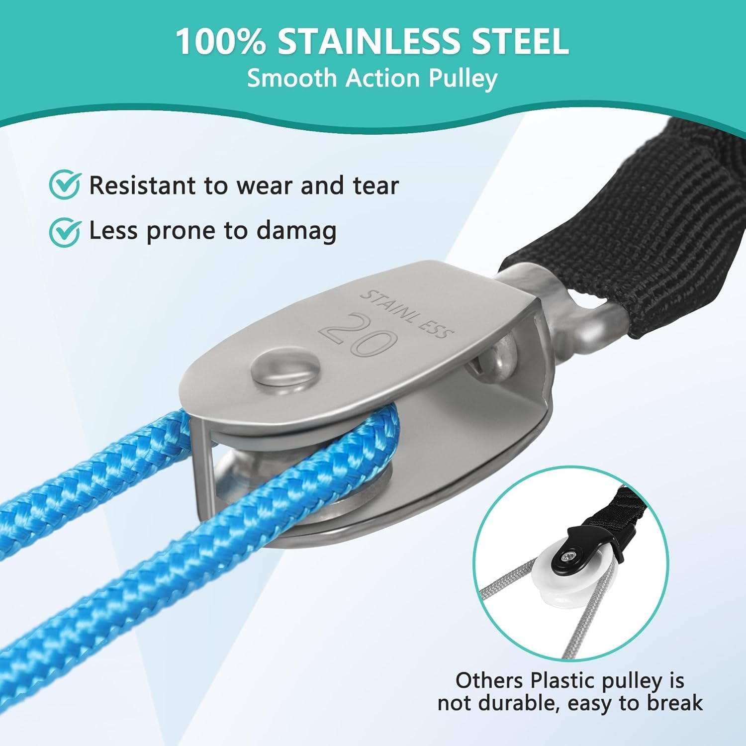 Fanwer Shoulder Pulley - Metal Pulley and Padded Handles,Over The Door Physical Therapy,Relieves Shoulder and Arm Pain, Aids in Post-Surgery Recovery, FSA/HSA Eligible,Blue