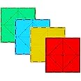 Large Magnetic Tiles Set 4 Piece Square Shape Building Blocks for STEM Learning & Fun Kit for Kids, Educational Playset for Boys & Girls 3+, Construction Toy Magnetic Tiles Square Only, Expansion Set