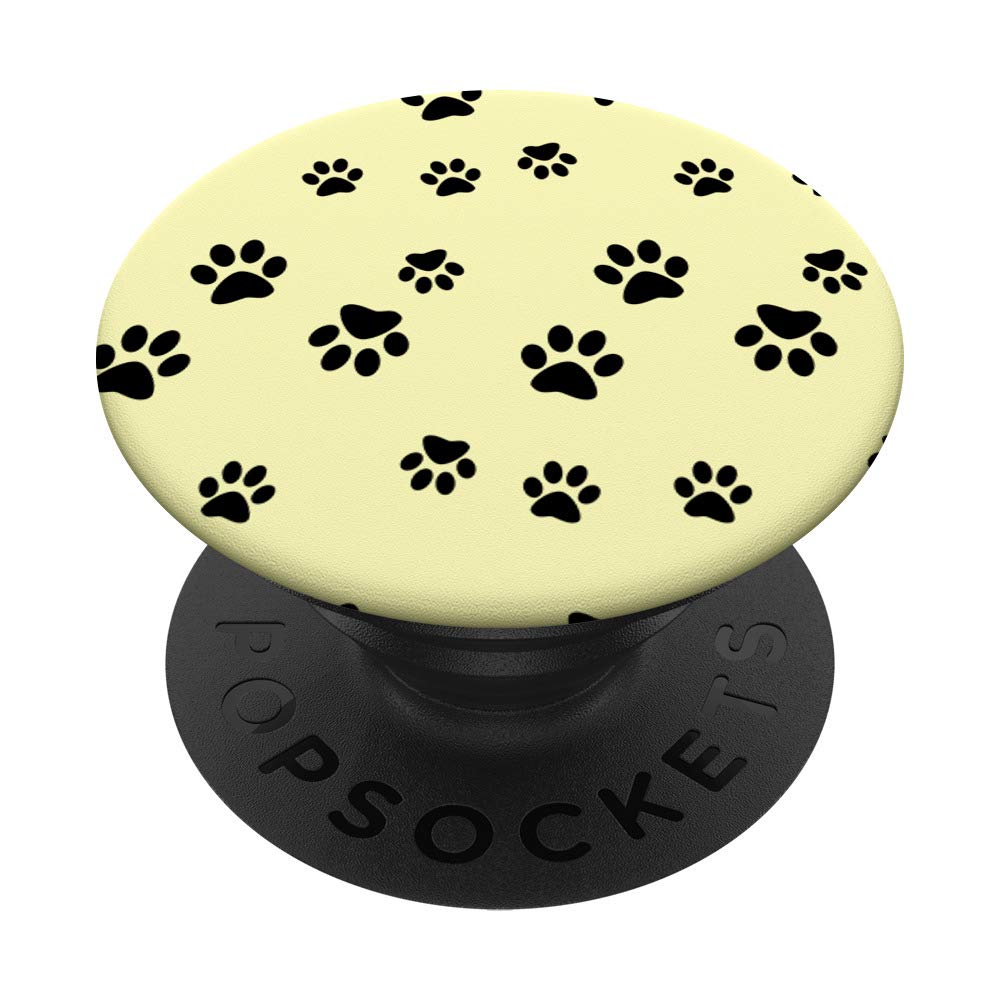 Puppy Paw Prints Black Pattern Dog Pup Canine Pet Lover Gift PopSockets PopGrip: Swappable Grip for Phones & Tablets