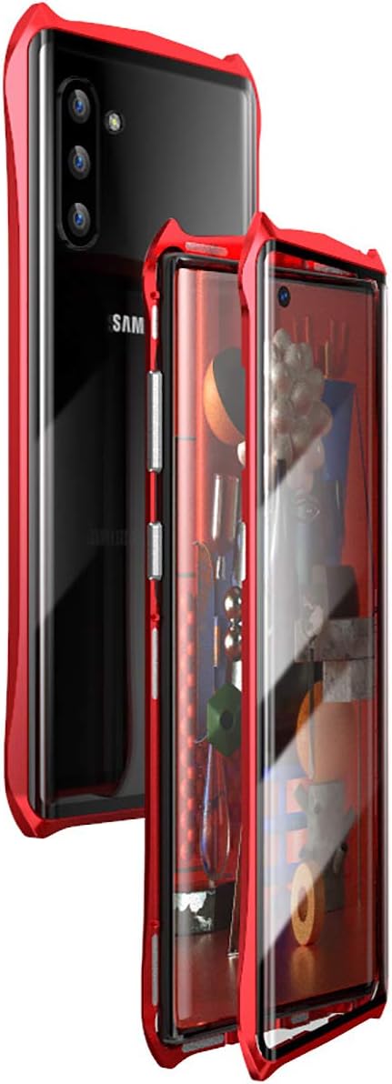 JoyCube For Samsung Galaxy Note 10 Plus/10 + Case【Bat Design】 360° Full Body Protection With Built-in Screen Protector，Magnetic Adsorption Metal Cover With [9H Clear Anti-Scratch Tempered Glass]-Red