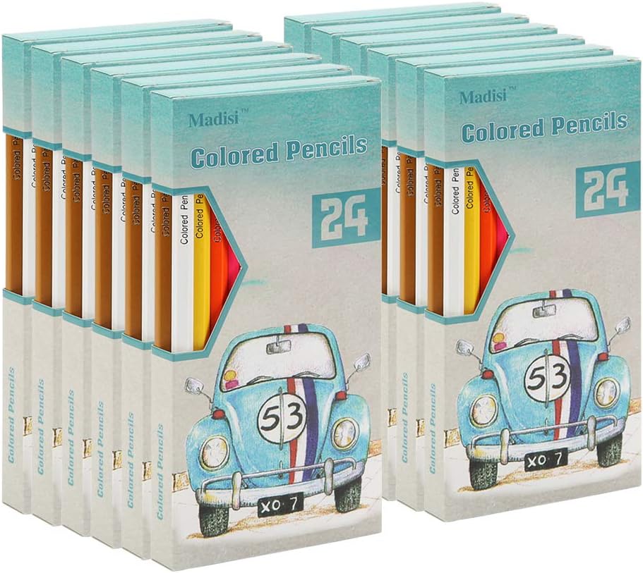 Madisi Colored Pencils Bulk - Pre-Sharpened - 12 Packs of 24-Count - 288 Colored Pencils for Kids: Toys & Games