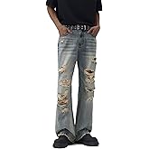 TEGIAS Baggy Jeans for Men Colorful Flared Jeans Loose Fit Stylish Casual Wear Comfortable Denim