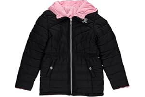 Juicy Couture Girls Reversable Coat, Faux Fur Hooded Winter Jacket, Warm Padded Parka Hoodie, Kids Heavyweight Winter Coat