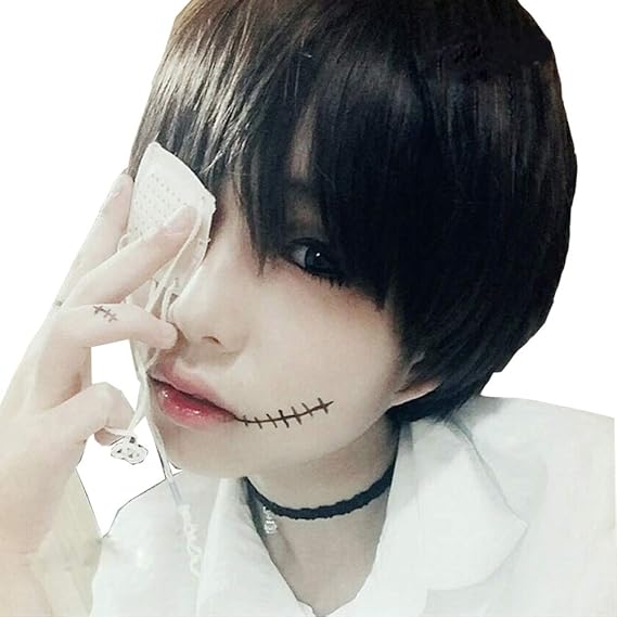 Amazon Co Jp Feibin メンズ ウィッグ ショート フルウィッグ ミディアム 黒 かつら エクステ Mens Wig 男装 学生 面接 仕事 紳士 変装 クリスマスコス 服 ファッション小物