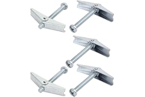 uxcell 5/16-inch X 3-inch Male Thread Spring Loaded Hollow Wall Round Head Toggle Bolt 5pcs