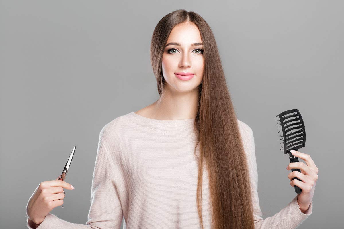 2 Pc Curved Vented Hair Brushes for Women, Eyxformula Anti Frizz Hair Detangling Brush for Long Thick Curly Hair, Large Paddle Blow Fast Drying Hair Detangler Wet Hair Brush Massage Brush Styling Tool : Beauty