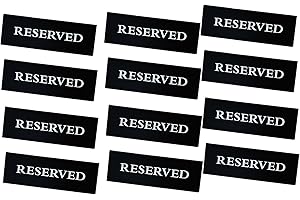 12Pcs Reserved Table Signs, Double Sided Acrylic Reservation Signs, Plastic Wedding Reserved Signs, Black Reserved Table Seat