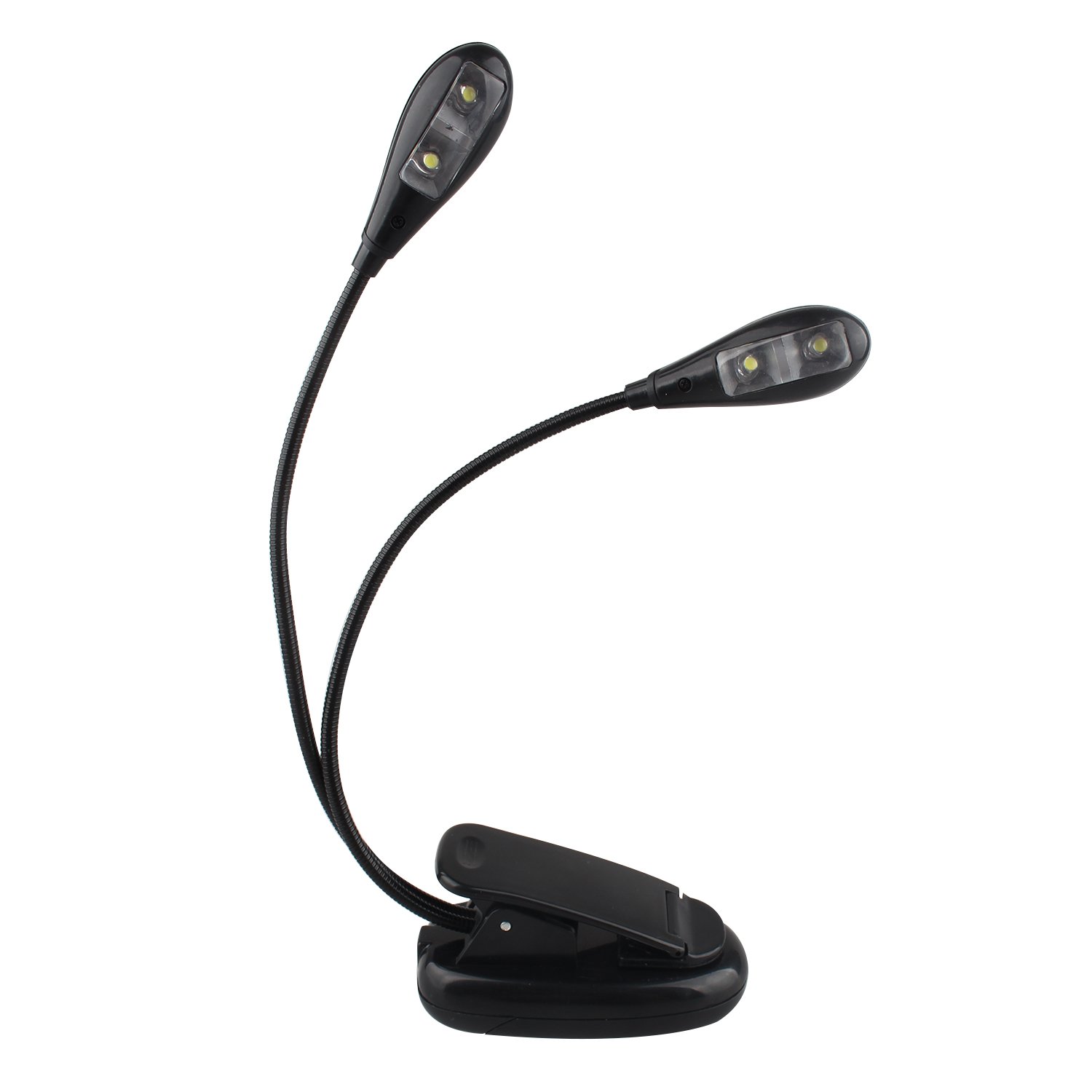 Futheda Protable Dual Head Music Stand Light with 2 Flexible Gooseneck Arms 4 LEDs Clip on,Eye care, Flexible Clip Come with USB Cable, Best Suited for Music Stands, Grilling, Desk,Travel, Camping