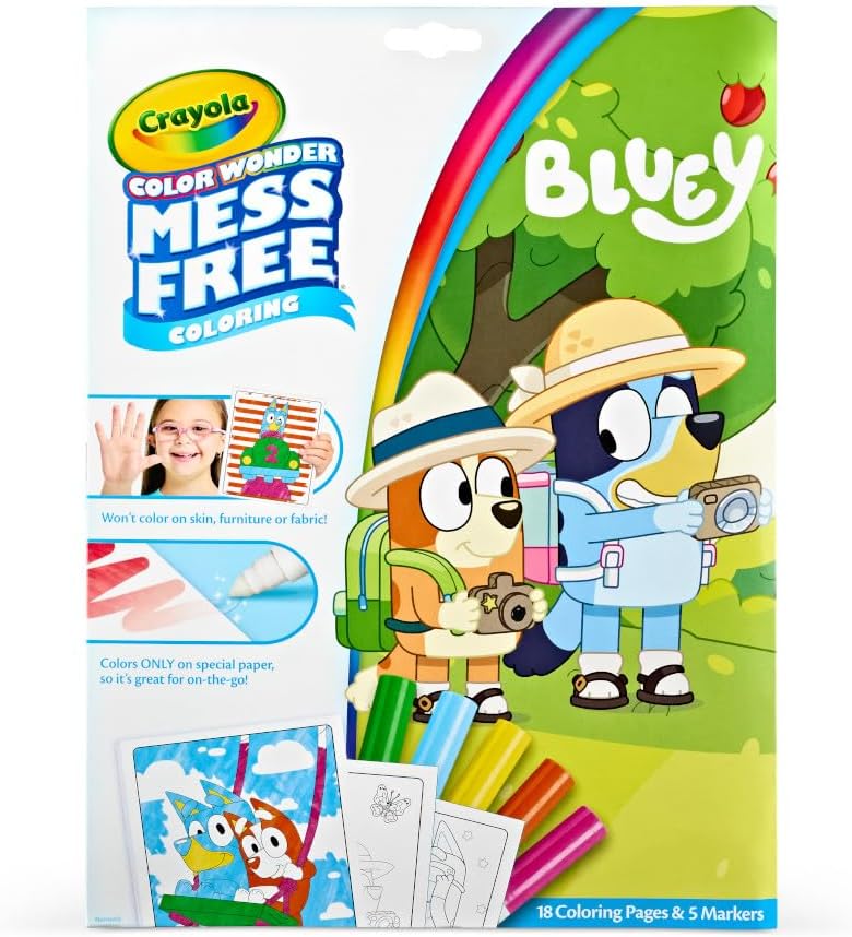 CRAYOLA Color Wonder Bluey Colouring Mess-Free Book 18 Pages 5 Markers