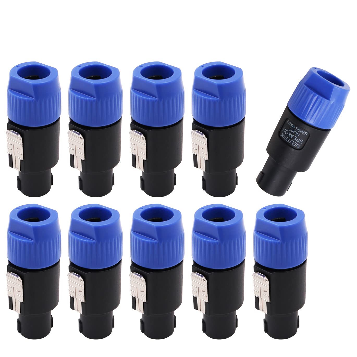 WANGCL 10 PCS NL4FC Speaker Cables Plugs Waterproof Speakon Connector Speakon To Jack Cable CANNON Plug with Twist Lock Fit for Cable Diameter 6~15mm - Blue