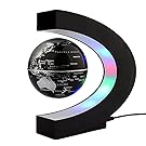 Floating Globe Rotating World Map Earth Planet Ball with C Shaped Magnetic Levitation LED Display Platform Stand - Educational Gifts for Kids, Office Desk Decoration Ornament