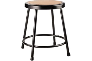National Public Seating 6200 Series Heavy Duty 18 Inch Steel Stool with 1 Inch Round Seat Pan Supports up to 500 Pounds, Black Frame and Legs