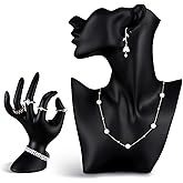 Yalikop 2 Pcs Resin Jewelry Mannequin Display Set Including Boutique Bust Holder and Hand Ring Holder Necklace Stand Display Earring Holder Organizer for Bracelets Pendant Shows Selling (Black)