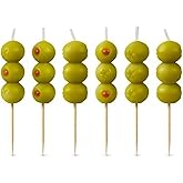 Genuine Fred Cocktail Party Martini Olive Birthday Candles, Set of 7 | Food-Safe Paraffin Wax, 2" Tall, Wooden Picks, Slow-Melting, Gift-Ready Box, Celebration Candles for Parties and Happy Hour