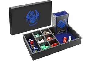WUNHUNEW DND Dice Tray & Tower Storage Box, 4 in 1 D&D Dice Holder Case (Dice Rolling Tray, Dice Roller Tower, Dice & Miniature Storage), Great RPG Accessories Gifts for Dungeons and Dragons MTG DM & Player