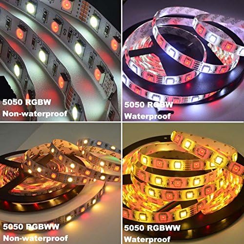Firstsd 16.4ft RGBW RGB and Cool white Waterproof IP65 LED Strip Light 5050 Tape String Lighting (5M led strip Waterproof IP65, RGBW(RGB+White))