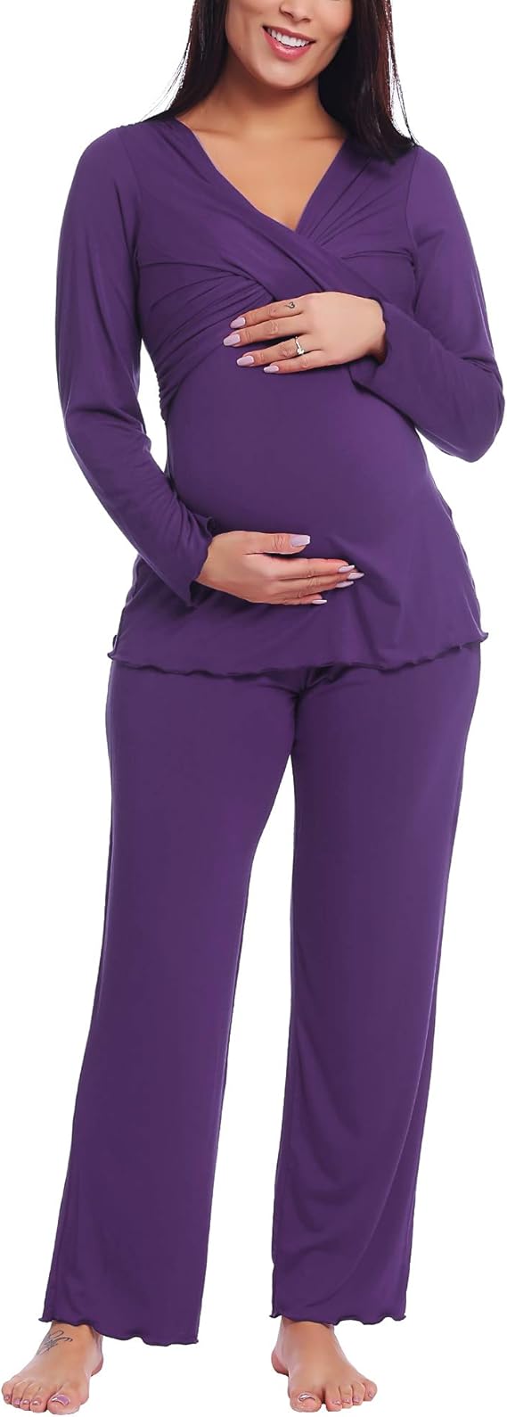 Amorbella Womens Maternity Nursing Pajamas Long Sleeve Pregnant