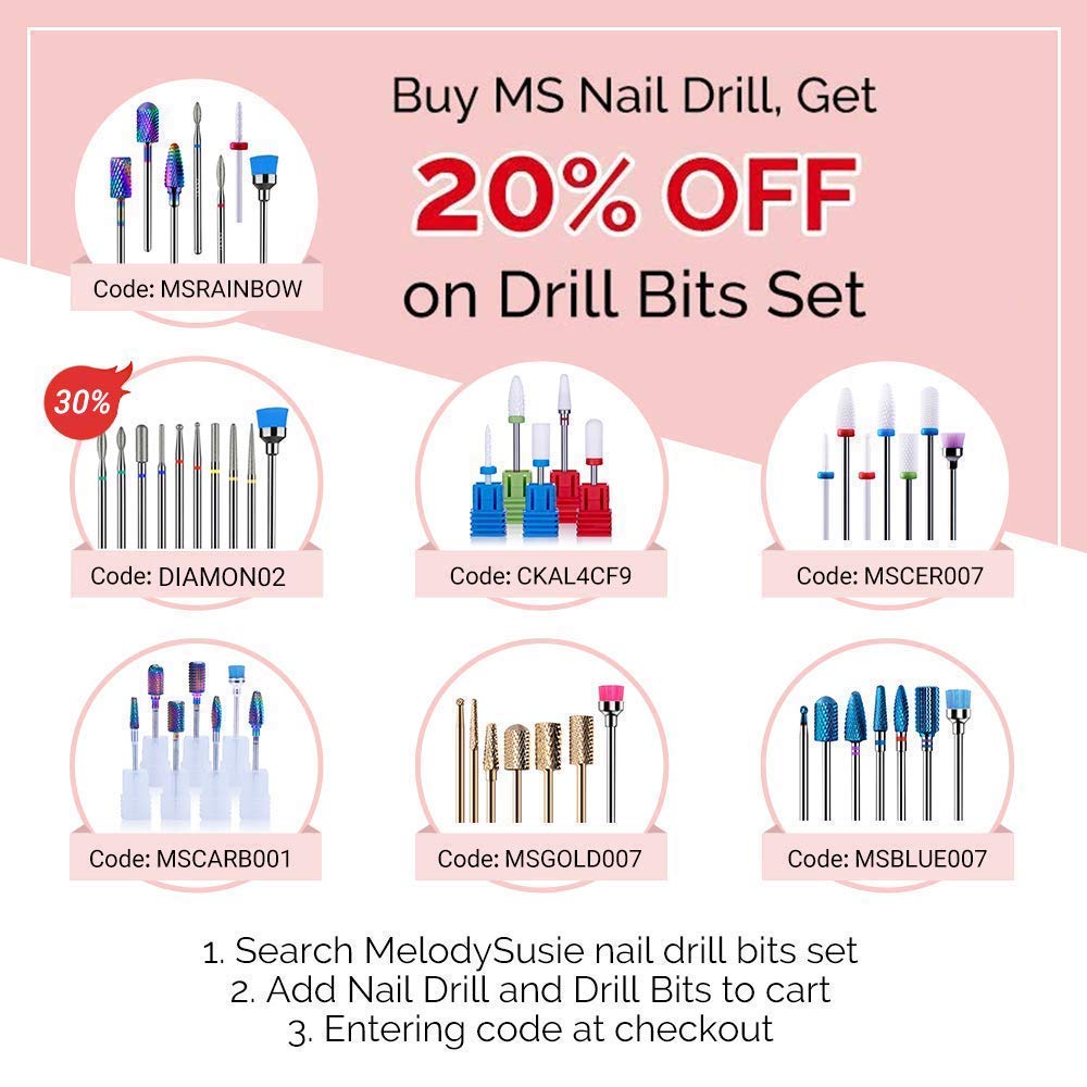 MelodySusie Portable Electric Nail Drill, Compact Efile Electrical Professional Nail File Kit for Acrylic, Gel Nails, Manicure Pedicure Polishing Shape Tools Design for Home Salon Use, Purple: Beauty
