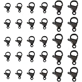 UNICRAFTALE About 30pcs 3 Sizes Black Lobster Claw Clasps Stainless Steel Clasps Fastener Hook End Chain Clasp Small Metal Jewelry Clasps for Making Necklaces Bracelets 10/12/15mm Long