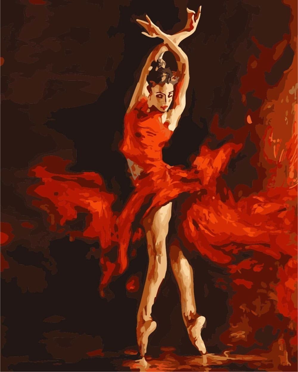 Crystal Emotion Abstract Dancer DIY Oil Painting, Paint by Numbers Kit Adult Children's Hand Painting Tango Espanol Canvas Wall Art 16x20inch, Framed, Ballet Dancer