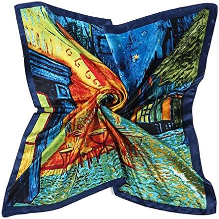 35"×35" Women's Scarf Large Square Scarf Silk Wraps Shawls Hijab Bandana Women's Neckerchief Scarf For Women (Blue & yellow)