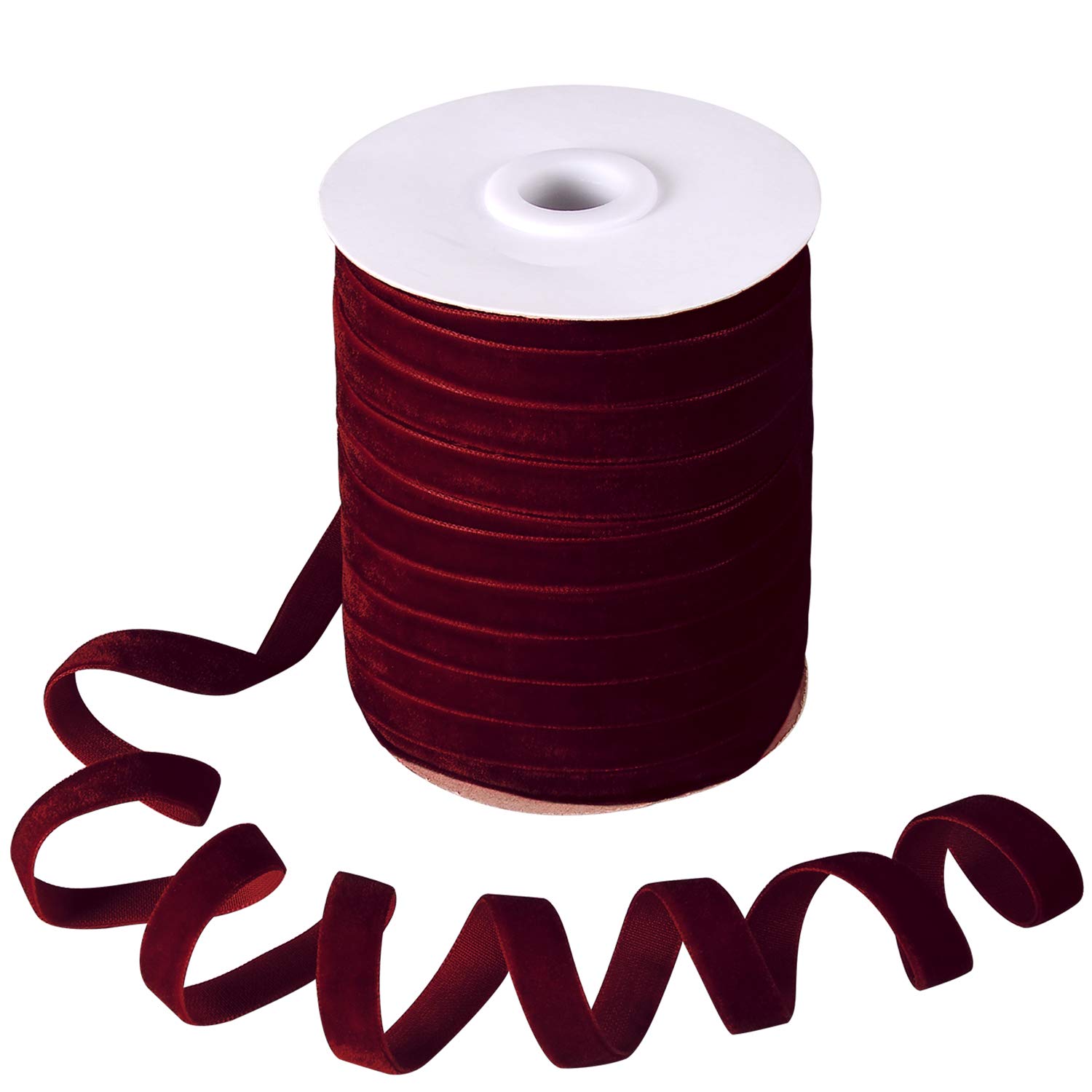 Lezevn 50 Yards Vintage Velvet Ribbon Crushed Velvet Ribbon for Wedding Décor Choker Necklace Gift Package Wrapping (Wine Red, 3/8")