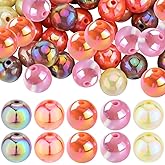 SOFPLATE 100Pcs 5 Colors 16mm Acrylic Beads Bulk Thanksgiving Beads Bubblegum Chunk Beadable Pens Opaque AB Color Fall Bead for Jewelry Making Supplies Earrings Bracelets Necklaces Adult