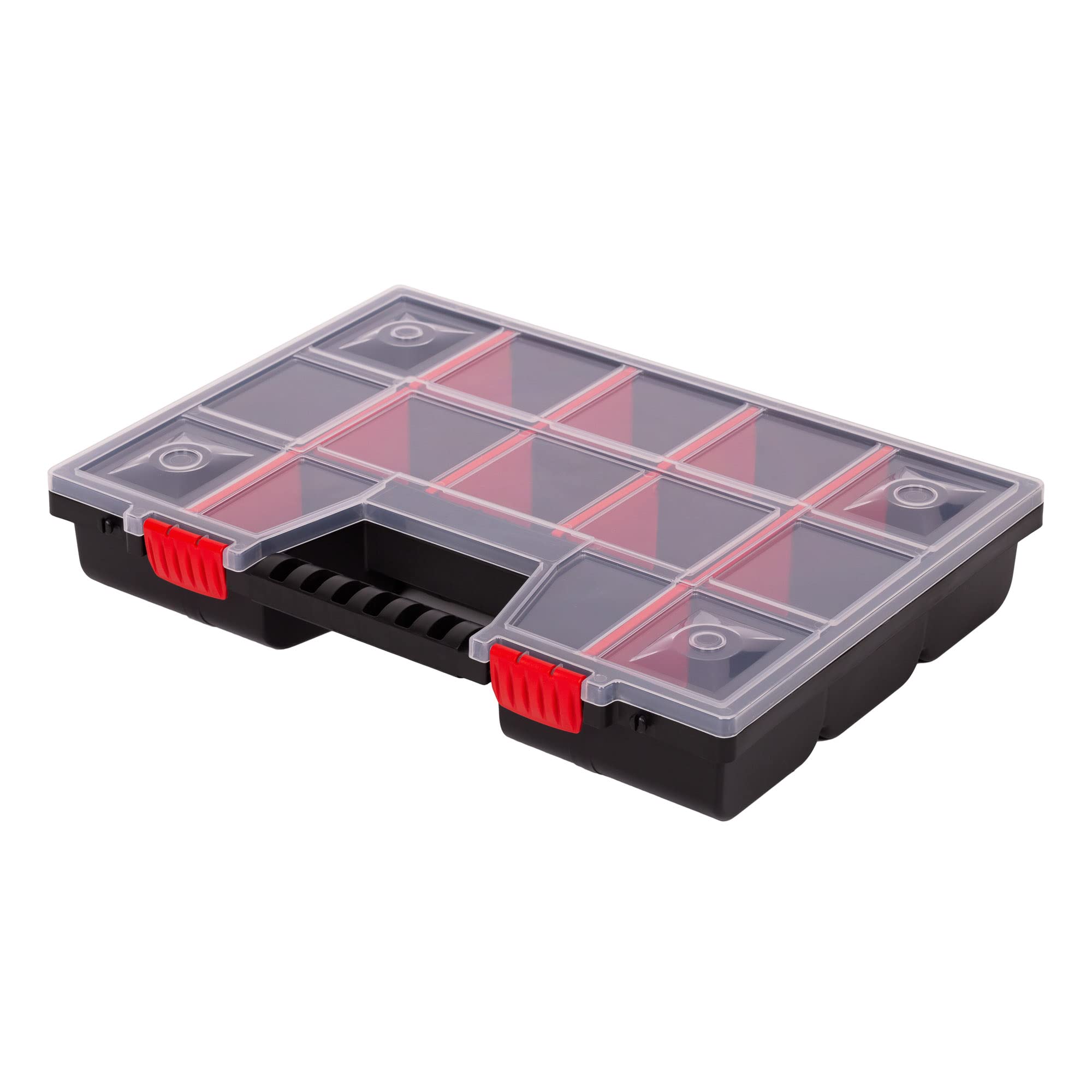 Mivos Sorting Box for Accessories and Small Parts 16 Inches / Sorting Box with Adjustable Compartments / Assortment Box 390 x 290 x 65 mm / Small Parts Organiser with Transparent Lid