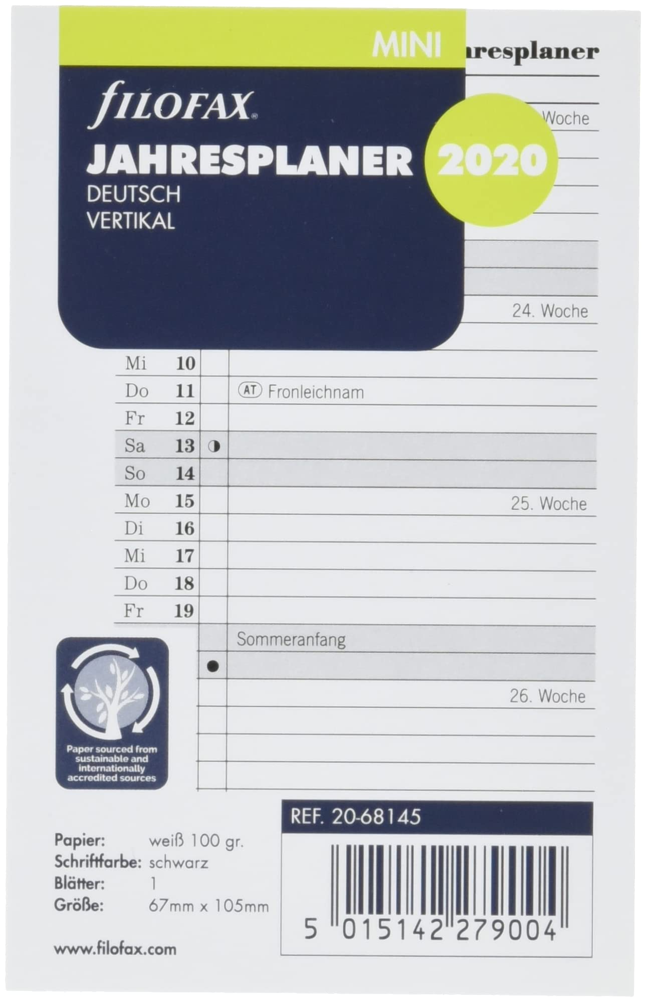 Filofax 000020-68145 Calendar