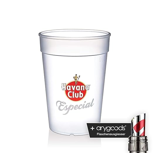 Havana Club Glas Gläser Especial Kunststoff Becher Gastro Bar NEU + anygoods Flaschenausgiesser