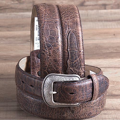 38" 3D 1 1/2" RUSTIC BROWN MENS WESTERN GATOR PRINT LEATHER COWBOY DRESS BELT
