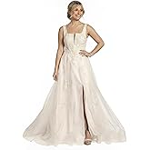 David's Bridal The Edit Square Neck Tulle and Lace Ball Gown Wedding Dress