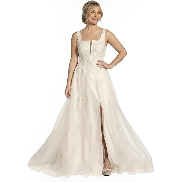 David's Bridal The Edit Off Shoulder Satin Ball Gown Wedding Dress in  Ivory, Bridal Gown for Modern Fairytale Weddings at Amazon Women's Clothing  store