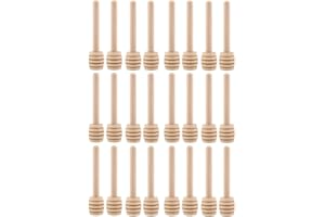 Wooden Honey Dipper Stirring Sticks with Anti-Slip Handle for Dispensing Honey, Syrup, Chocolate, 24 Pack