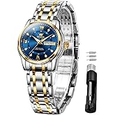 OLEVS Womens Watches Diamond Luxury Dress Gold Wrist Watch Stainless Steel Waterproof Luminous Date