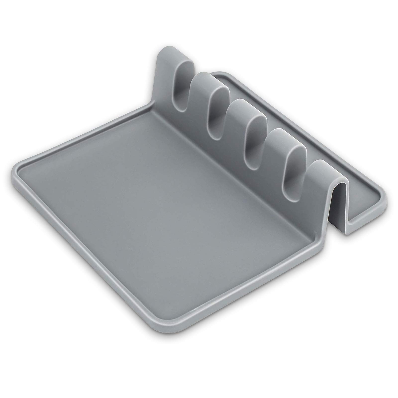 NOYI TRAXD Silicone Utensil Rest with Drip Pad for Multiple Utensils, Heat-Resistant, BPA-Free Spoon Rest & Spoon Holder for Stove Top, Kitchen Utensil Holder for Spoons, Laodles (Gray)